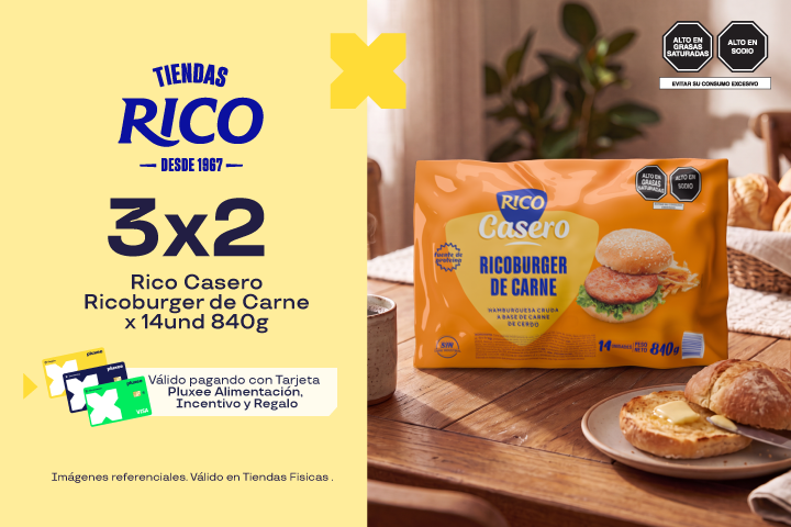 3X2 RICO CASERO RICOBURGER DE CARNE X 14UND 840G